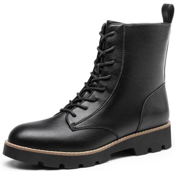 Shoes - Women's Combat Ankle Boots Lace up Lug Sole Fashion Booties Shoes